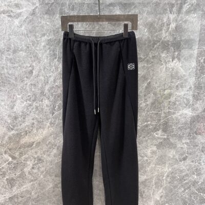 高仿A貨羅意威秋冬新款撞色刺繡休閒運動長褲黑色