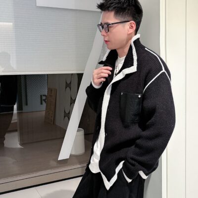 一比一Loewe羅意威秋冬新款黑色男士毛衣外套