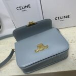 一比一Celine賽琳新款淺藍色TRIOMPHE中號牛皮革女款時尚單肩包199223