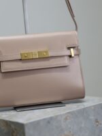高仿YSL聖羅蘭包包 Manhattan漆皮小型肩背袋 SAINT LAURENT 粉色金扣