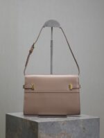 高仿YSL聖羅蘭包包 Manhattan漆皮小型肩背袋 SAINT LAURENT 粉色金扣