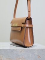 高仿YSL聖羅蘭包包 Manhattan漆皮小型肩背袋 SAINT LAURENT 土黃金扣