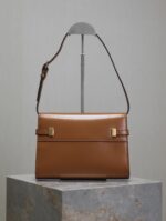 高仿YSL聖羅蘭包包 Manhattan漆皮小型肩背袋 SAINT LAURENT 土黃金扣