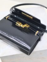 高仿YSL聖羅蘭包包 Manhattan漆皮小型肩背袋 SAINT LAURENT 黑色鱷魚紋