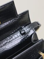 高仿YSL聖羅蘭包包 Manhattan漆皮小型肩背袋 SAINT LAURENT 黑色鱷魚紋