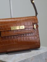 高仿YSL聖羅蘭包包 Manhattan漆皮小型肩背袋 SAINT LAURENT 黃色鱷魚紋