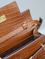 高仿YSL聖羅蘭包包 Manhattan漆皮小型肩背袋 SAINT LAURENT 黃色鱷魚紋