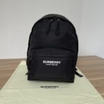 burberry巴寶莉高仿LOGO印花尼龍雙肩背包黑色水尼龍布雙肩書包