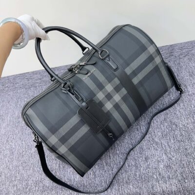 burberry巴寶莉頂級新灰色格紋木炭灰的旅行包