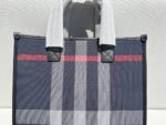 burberry巴寶莉高仿精品深藍色新款棉質帆布格紋托特包纖巧托特包