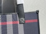 burberry巴寶莉高仿精品深藍色新款棉質帆布格紋托特包纖巧托特包