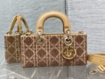 高仿包包Dior迪奧Lady最新限量版重工珠子戴妃包焦糖色22cm