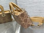 高仿包包Dior迪奧Lady最新限量版重工珠子戴妃包焦糖色22cm