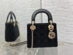 1:1Dior迪奧黑色Lady最新限量版重工珠子戴妃包三格小包