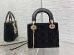 1:1Dior迪奧黑色Lady最新限量版重工珠子戴妃包三格小包