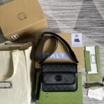 特級A貨GUCCI古馳黑色meo vintage斜挎包674164