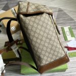原單古馳gucci棕色飾互扣式雙G中號雙肩包696013男女同款