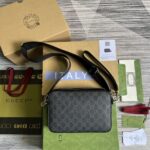 高仿網站GUCCI古馳新款黑色Ophidia系列GG郵差包699439