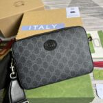 高仿網站GUCCI古馳新款黑色Ophidia系列GG郵差包699439