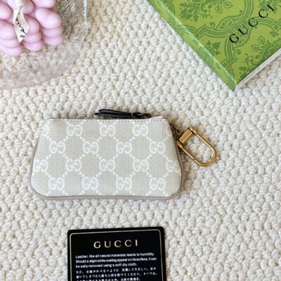 高仿錢包GUCCI古驰新款零錢包杏色671722