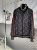 Gucci古驰原單新品灰藍色轻薄立领夹克男女同款
