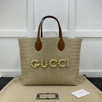 高仿包包GUCCI古驰新款编织棕皮托特包手提包779666