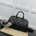 原單GUCCI古驰新款黑色原廠皮波士頓包女款斜挎包702242