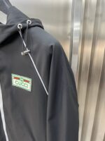 Gucci古驰頂級復刻秋冬新款黑色風衣連帽外套