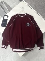 Gucci古驰高仿衣服2024新款雙G字母logo刺繡條紋圓領長袖衛衣