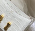 高品質Hermes愛馬仕新款羊白色Constance仿真鱷魚皮挎包18Cm23Cm