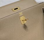 高仿精品Hermes愛馬仕新款大象灰金扣Epsom Kelly手提包25-28cm
