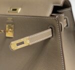高仿精品Hermes愛馬仕新款大象灰金扣Epsom Kelly手提包25-28cm