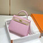 高仿網站Hermes愛馬仕新款錦葵紫金扣Epsom Kelly手提包25-28cm