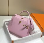 高仿網站Hermes愛馬仕新款錦葵紫金扣Epsom Kelly手提包25-28cm