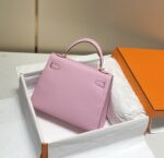 高仿網站Hermes愛馬仕新款錦葵紫金扣Epsom Kelly手提包25-28cm