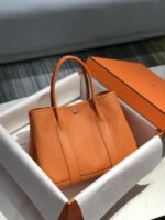 高仿網站Hermes愛馬仕新款日落橙gard party花園包手提包30CM