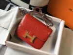 高仿包包Hermes愛馬仕新款大紅色Constance仿真鱷魚皮包包18Cm23Cm
