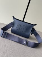 高仿精品Hermes愛馬仕Hac a dos爆款藍色銀扣斜挎包单肩包男女同款