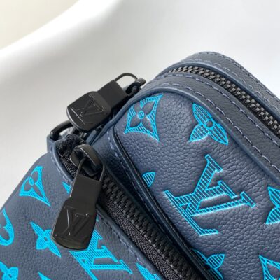 原單LV路易威登M46604藍色Monogram壓紋郵差包斜挎包