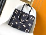 原單LV路易威登M47084藍色ONTHEGO中號手袋Monogram牛皮手提包