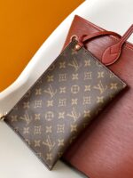高仿LV路易威登M12746棕紅色Neverfull中號水波紋手袋購物袋