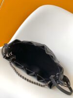 高仿LV路易威登M13484全皮黑色抽繩水桶包