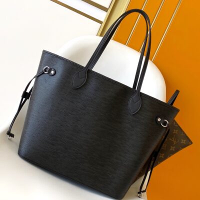 高仿奢飾品LV路易威登M11930黑色Neverfull中號水波紋手袋購物袋