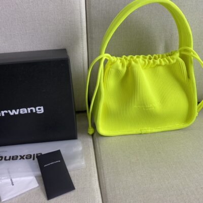 原單亞歷山大·王Alexander Wang黃色針織手提包
