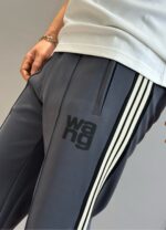 高仿衣服亞歷山大·王Alexander Wang新款秋冬新款灰色休閒直筒褲