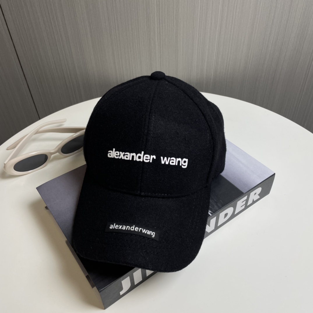 原單亞歷山大·王Alexander Wang新款黑色羊毛呢棒球帽