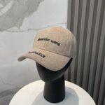頂級亞歷山大·王新款褐色羊毛呢棒球帽