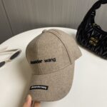 頂級亞歷山大·王新款褐色羊毛呢棒球帽