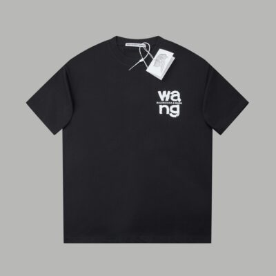 高仿Alexander Wang25SS早春新款塗鴉手繪字母logo印花短袖黑色