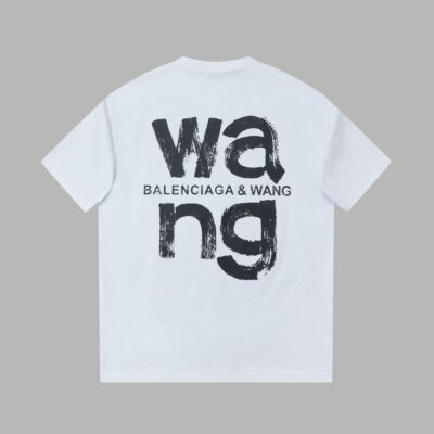 原單Alexander Wang25SS早春新款塗鴉手繪字母logo印花短袖白色